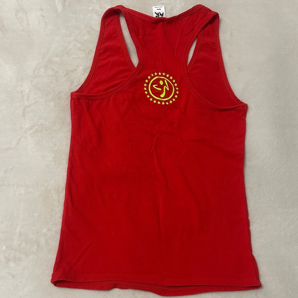 Zumba Fitness Red Tank Top with Blue and White Accents - Picture 4 of 7